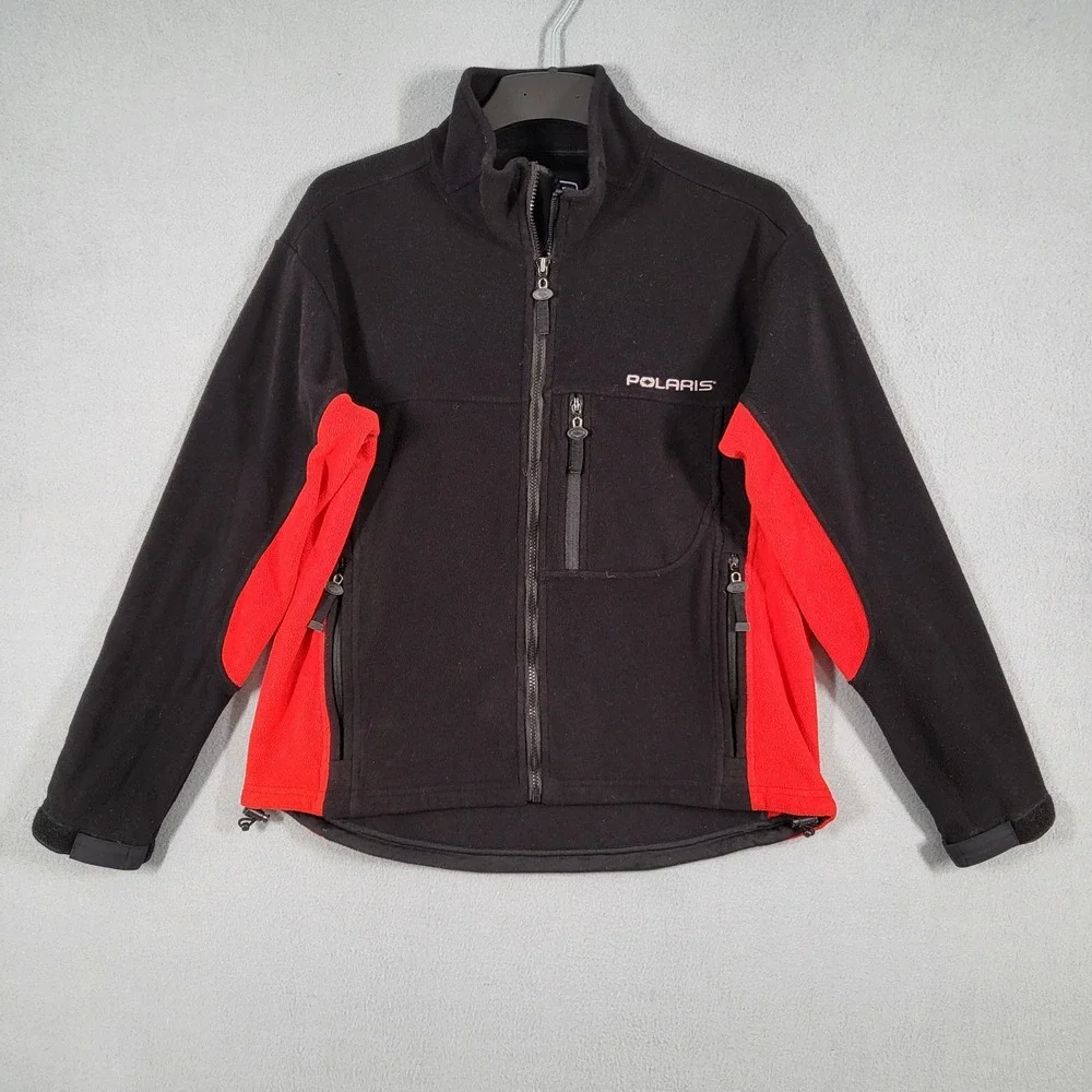 Polaris Pure‎ Fleece Jacket Men's M Black Red Full Zip Outdoor